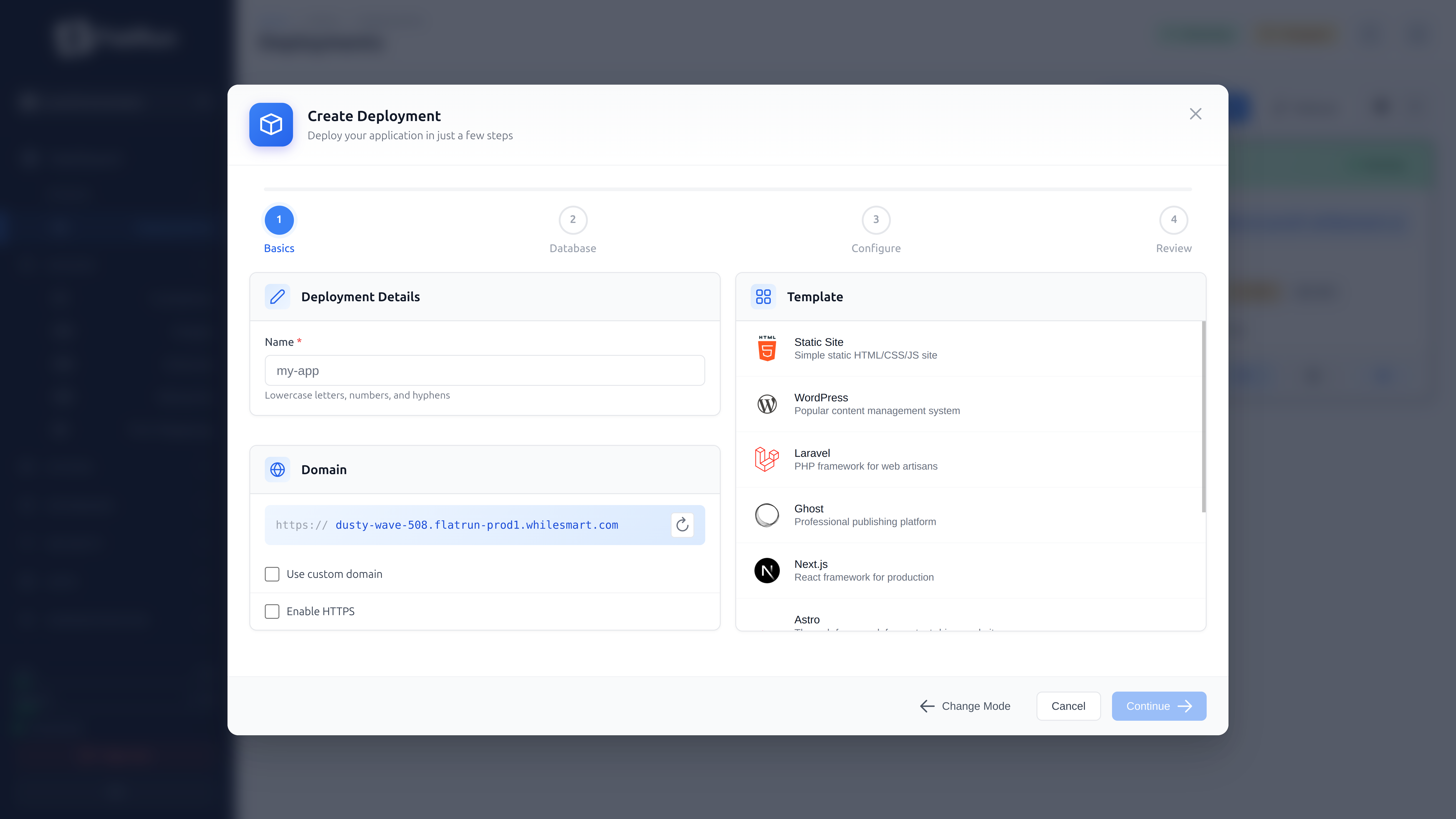 FlatRun Create Container