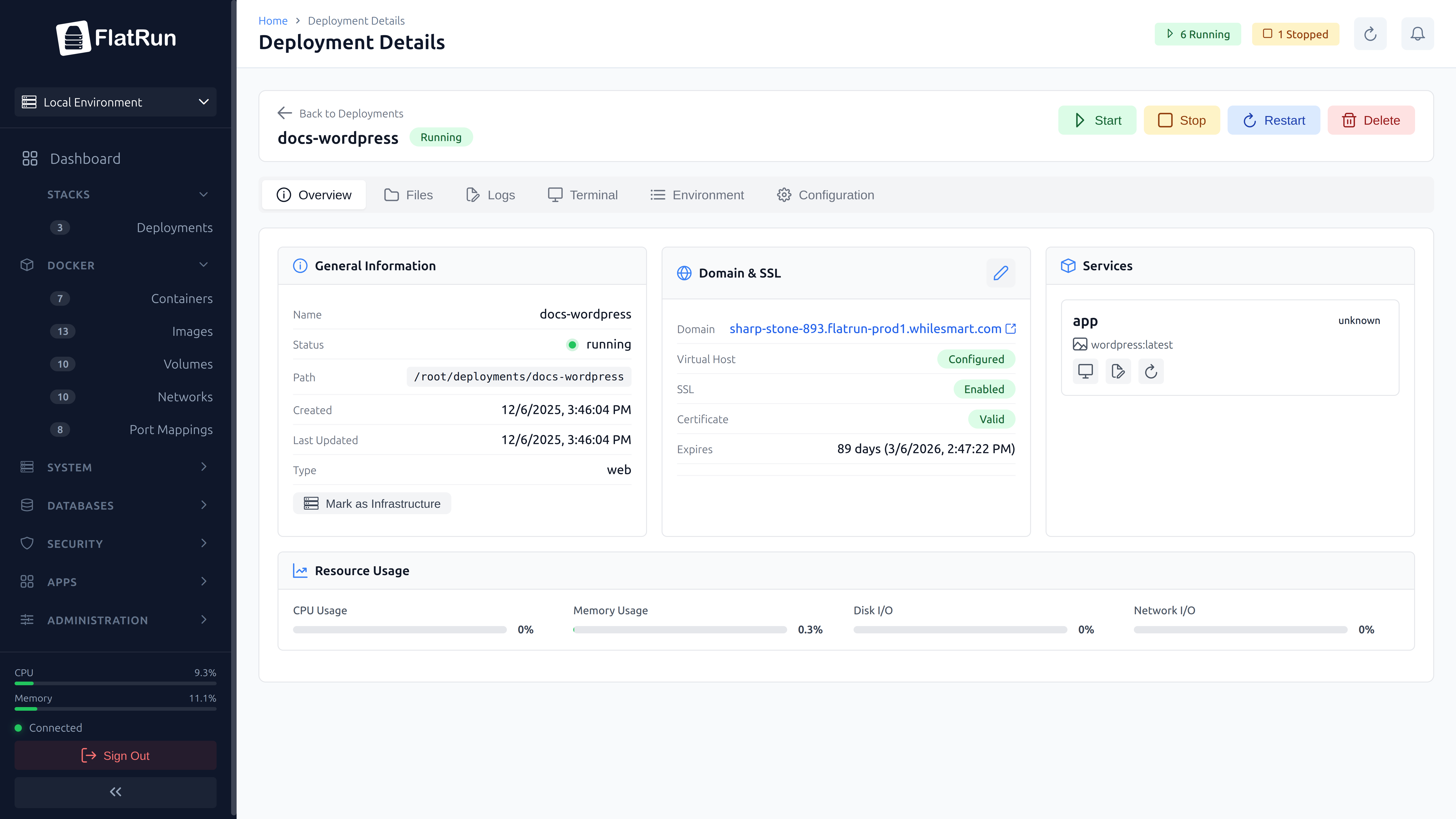 FlatRun Container Details