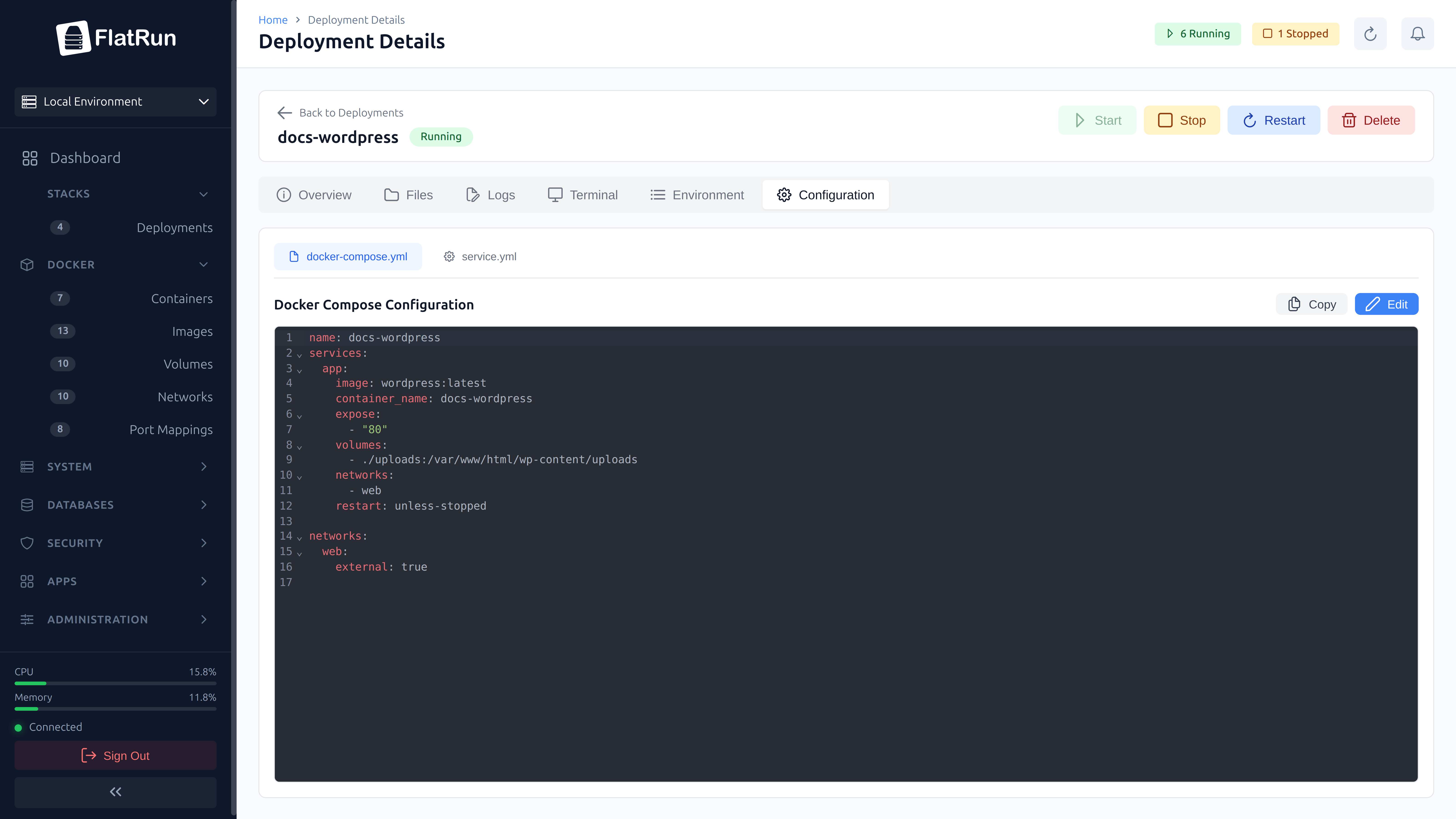 Edit Compose and Service Files