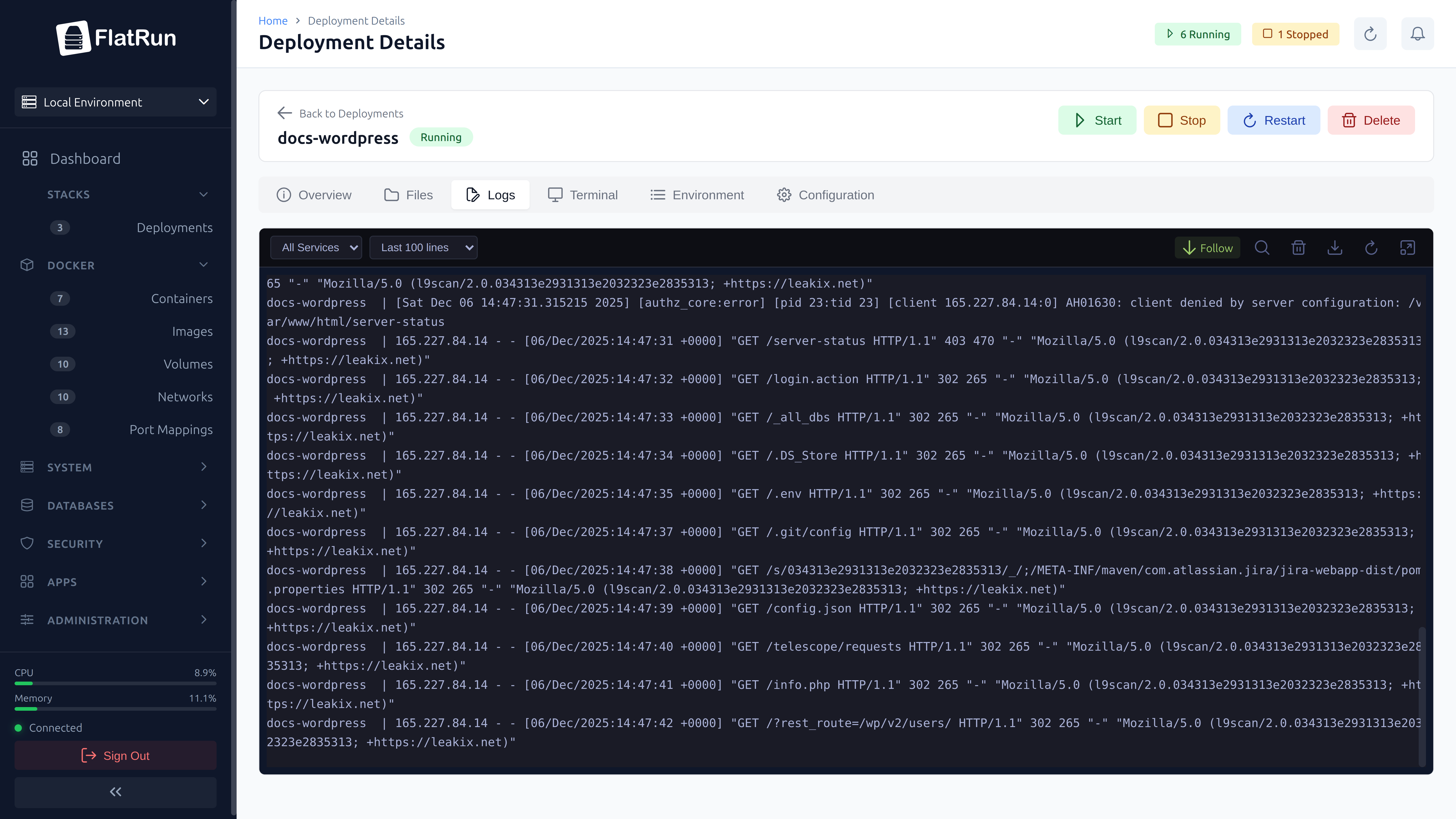 Container Logs Viewer